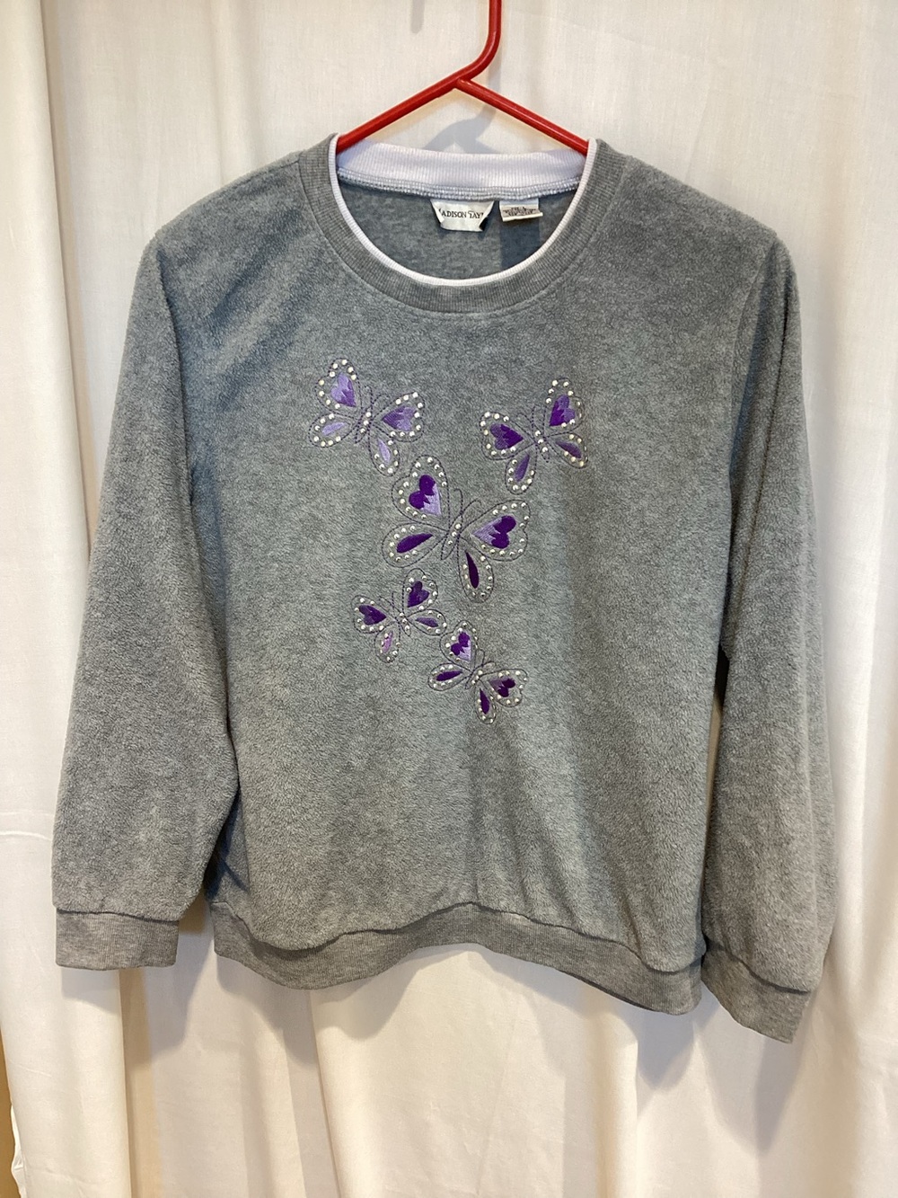 Madison Gray Crewneck Sweatshirt with White Trim